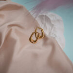 Angelina Stainless Steel Ribbed Rectangle Hoop Earrings